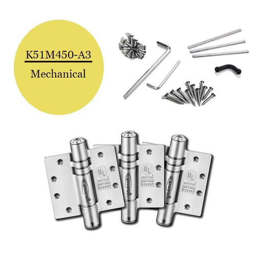 K51M-450-A3 | Mechanical Adjustable Gate Door Hinges | 4.5” x 4.5” | Fire-rated Stainless Steel | 3 Pack - Waterson Multi-function Closer Hinge