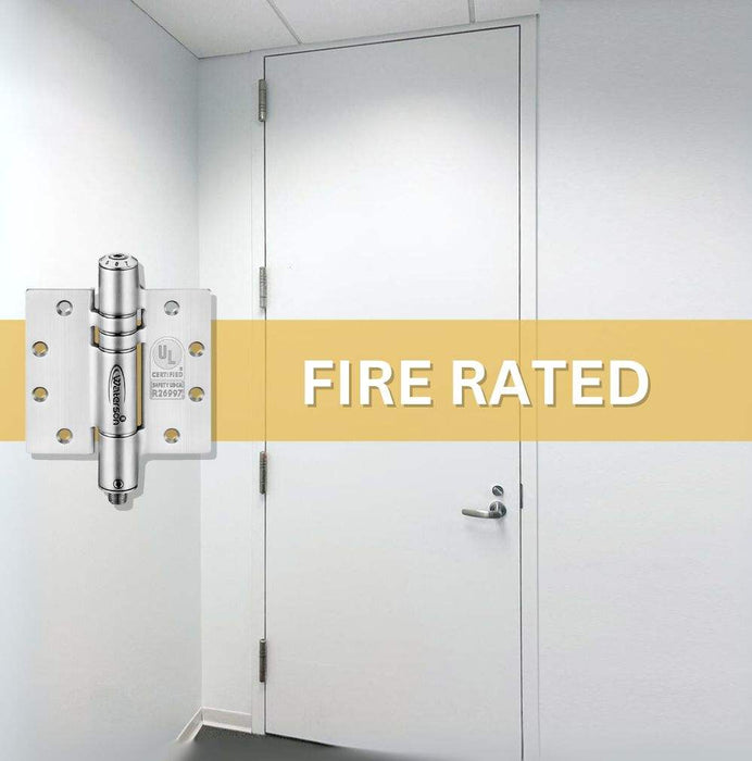K51M-450-B4 | Hydraulic Hybrid Self Closing Hinge | 4.5” x 4.5” | 8ft | Fire-rated Stainless Steel | 4 Pack - Waterson Multi-function Closer Hinge