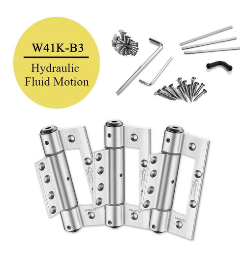 W41K-B3 | Hydraulic Hybrid Interfold Self Closing Hinge | Residential Aluminum hinge | 3 Packs - Waterson Multi-function Closer Hinge