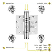 K51M-450-A3 | Mechanical Adjustable Gate Door Hinges | 4.5” x 4.5” | Fire-rated Stainless Steel | 3 Pack - Waterson Multi-function Closer Hinge