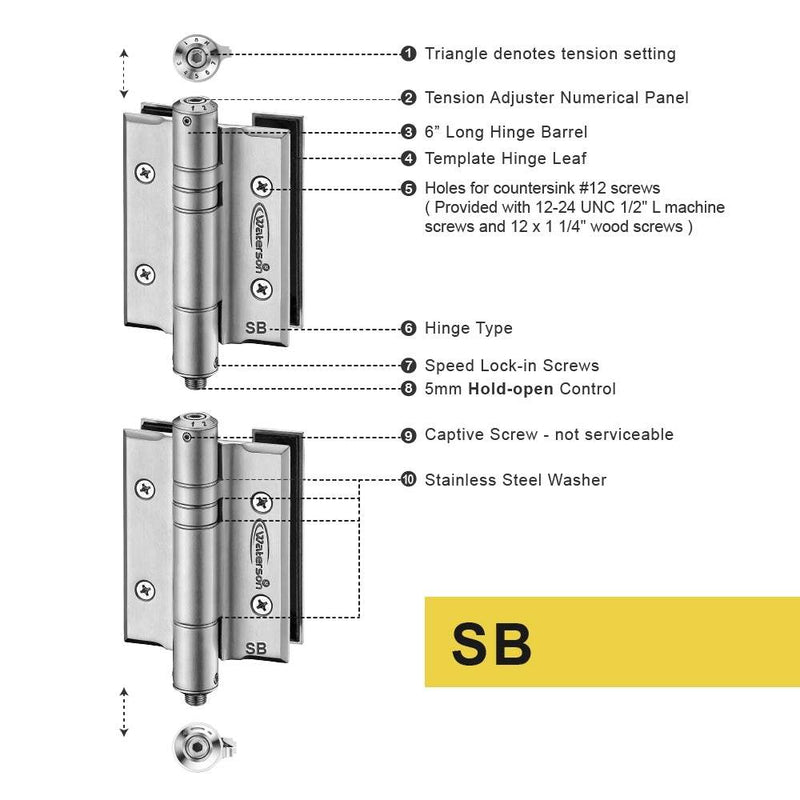 Waterson glass to glass pool gate hinge satin brass