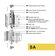 K51L-SWRH-450-A3 | Mechanical Adjustable Swing Clear Hinge | 4.5” x 4.5” | Fire-rated Stainless Steel | 3 Pack - Waterson Multi-function Closer Hinge