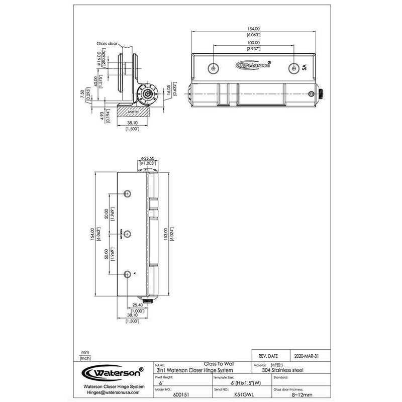 wall mount glass shower door hinge