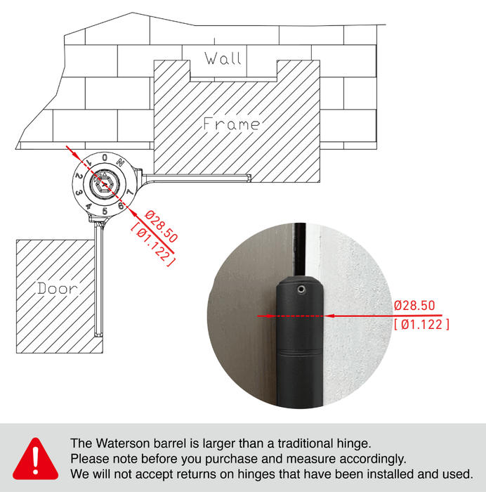 3pcs 4 inch door hinge 5/8 radius | Mechanical | Hold Open | 4x4 | 7ft | 260 lbs | 1 3/8” - 1 3/4” Thick | SS304 | K51M-400-C3-58R