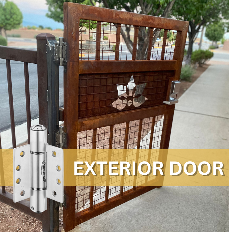 3pcs 316 Stainless Steel Exterior Door Hinges | Self Closing | 4x4 | 7ft | 260 lbs | 1 3/8" - 1 3/4" Thick | SS316 | K51M-400-A3-316