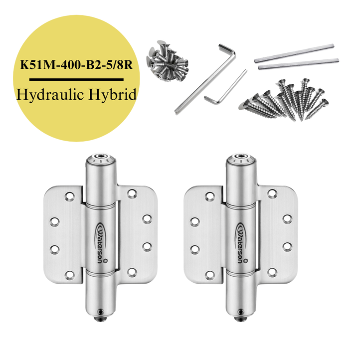 2pcs Hydraulic 5/8 Radius Door Hinge | Fire Rated | 4x4 | 6ft | 150 lbs | 1 3/8” - 1 3/4” Thick | SS304 | K51M-400-B2-58R