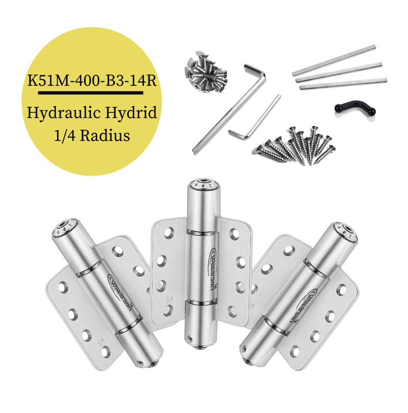 3pcs 1/4 Radius Door Hinge Soft Closing | Fire Rated | 4x4 | 7ft | 260 lbs | 1 ⅜ or 1 ¾” Thick | SS304 | K51M-400-B3-14R