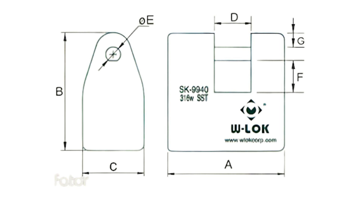 SK-9940 | Stainless Steel Security Padlock - Waterson Multi-function Closer Hinge