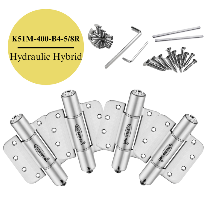 4pcs Hydraulic 5/8 Radius Interior Door Hinges | Fire Rated | 4x4 | 8ft | 330 lbs | 1 3/8” - 1 3/4” Thick | SS304 | K51M-400-B4-58R