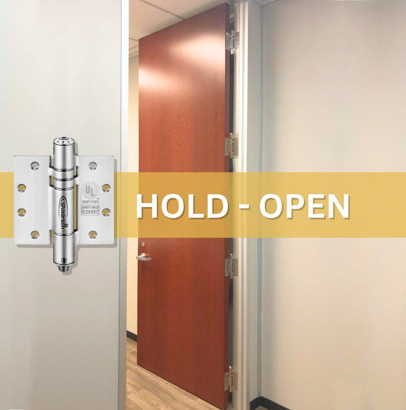 K51M-450-D4 | Heavy Duty Hydraulic Hybrid Self Closing Hinge with Hold Open | 4.5” x 4.5” | 8ft | 304 Stainless Steel | 4 Pack - Waterson Multi-function Closer Hinge