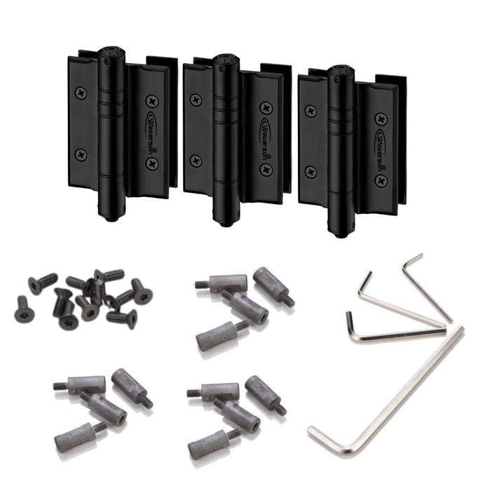 3pcs Frameless Glass Door Hinges | Hydraulic | 7ft | 260 lbs | 5/16”-1/2” Thick | SS304 | K51GG-B3