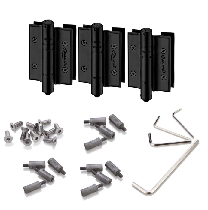 3pcs Frameless Glass Door Hinges with Hold Open | Glass to Glass | K51GG-B3