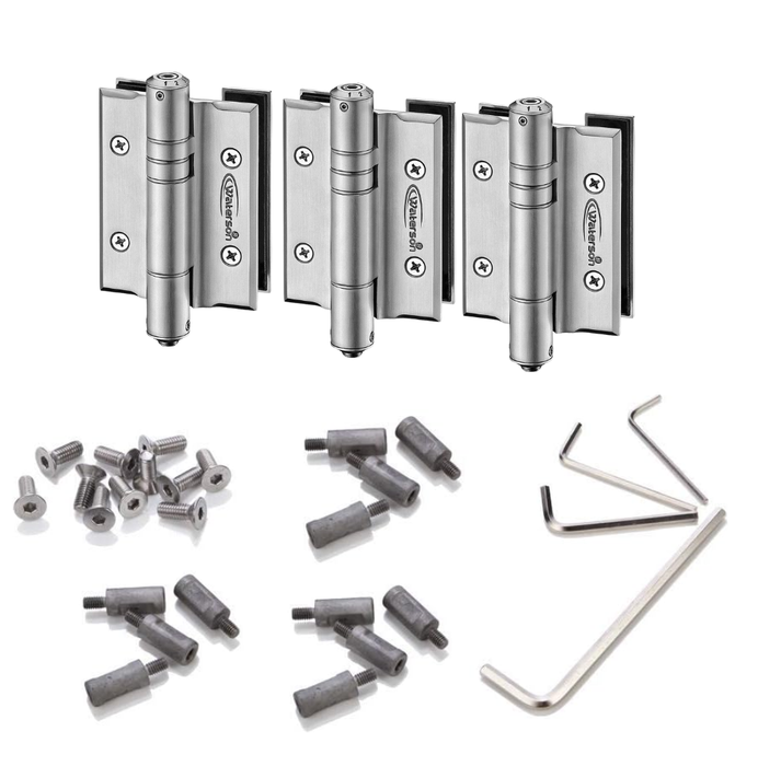 3pcs Frameless Glass Door Hinges with Hold Open | Glass to Glass | K51GG-B3