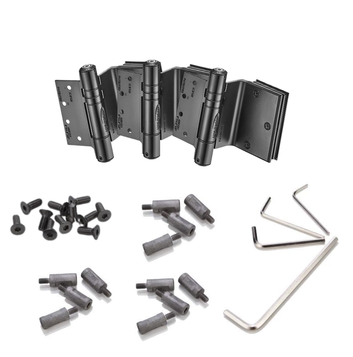 4pcs Soft Closing Hinges for Glass Doors | Hydraulic | 8ft | 330 lbs | 5/16”-1/2” Thick | SS304 | K51GM-B4