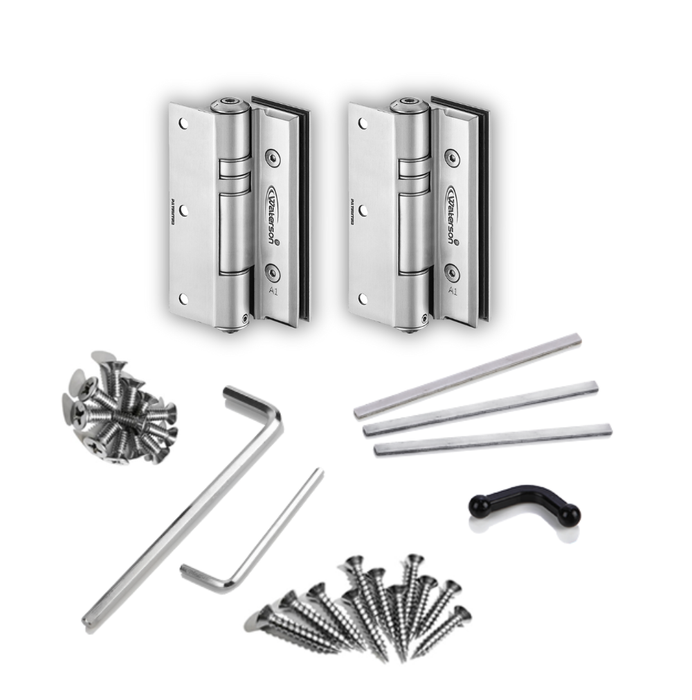 2pcs Stainless Steel Glass Door Hinges - Glass to Wall  | SST304 | K51GWL-B2