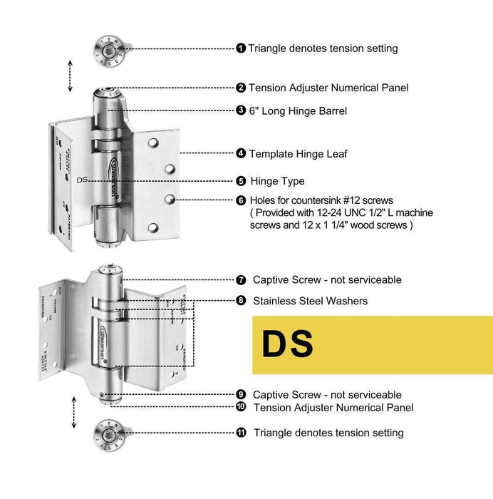 K51L-SWRH-450-C4 | Heavy Duty Mechanical Swing Clear Hinge with Hold Open | 4.5” x 4.5” | 8ft | 304 Stainless Steel | 4 Pack