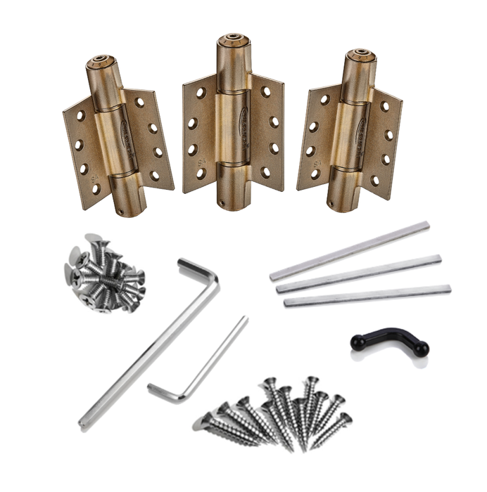 3pcs Adjustable Self Closing Hinge | Mechanical | Fire Rated | 5x5 | 7ft | 260 lbs | 1 ¾ to 2 ¼” Thick | SS304 | K51M-500D-A3