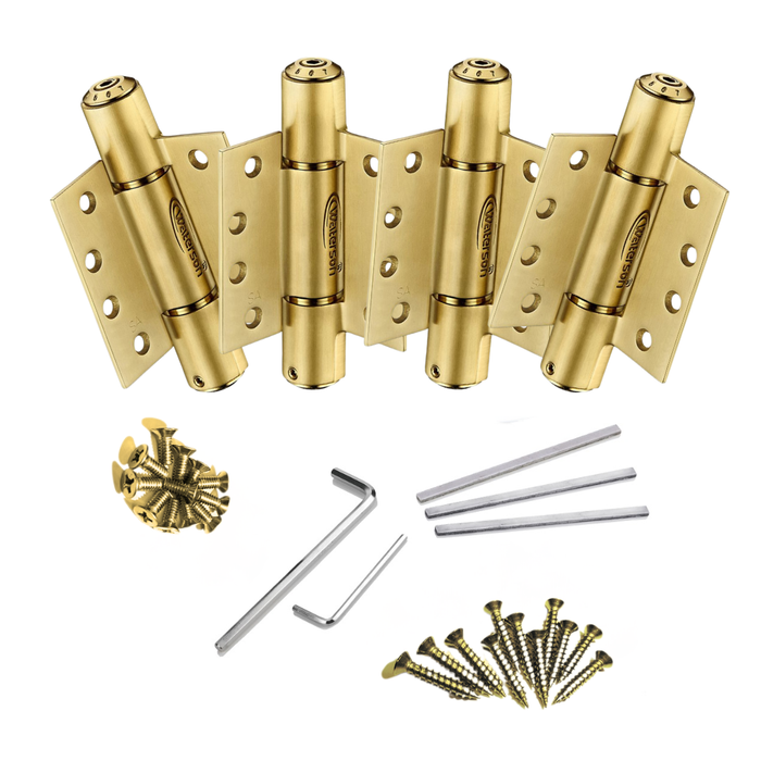 4pcs 4 Inch Self Closing Door Hinges | Mechanical | Hold Open | 8ft | 260 lbs | 1 ⅜ or 1 ¾” Thick | SS304 | K51M-400-C4