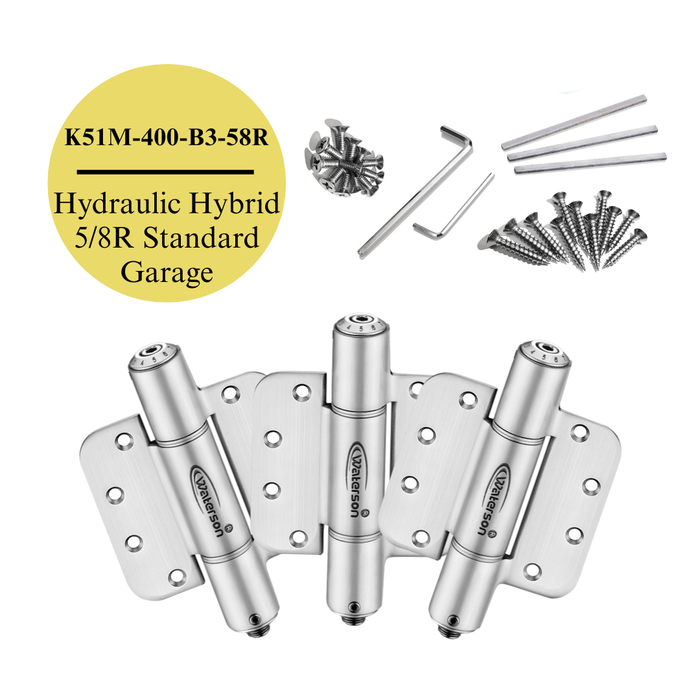 3pcs Garage Door Hinges Fire Rated Soft Closing | 4x4 | 7ft | 260 lbs | 1 3/8” - 1 3/4” Thick | SS304 | K51M-400-B3