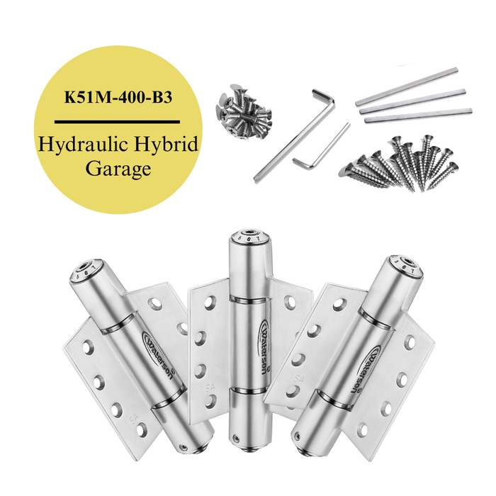 3pcs Garage Door Hinges Fire Rated Soft Closing | 4x4 | 7ft | 260 lbs | 1 3/8” - 1 3/4” Thick | SS304 | K51M-400-B3