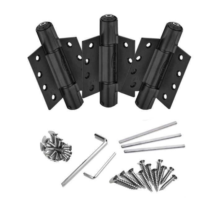 3pcs Stall Door Hinges Heavy Duty | Hydraulic | Hold Open | 4x4 | 7ft | 260 lbs | 1 ⅜ or 1 ¾” Thick | SS304 | K51M-400-D3