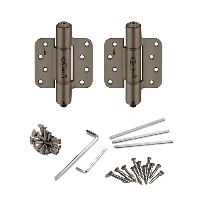 2pcs Hydraulic 5/8 Radius Door Hinge | Fire Rated | 4x4 | 6ft | 150 lbs | 1 3/8” - 1 3/4” Thick | SS304 | Zigzag | K51M-400Z-B2-58R