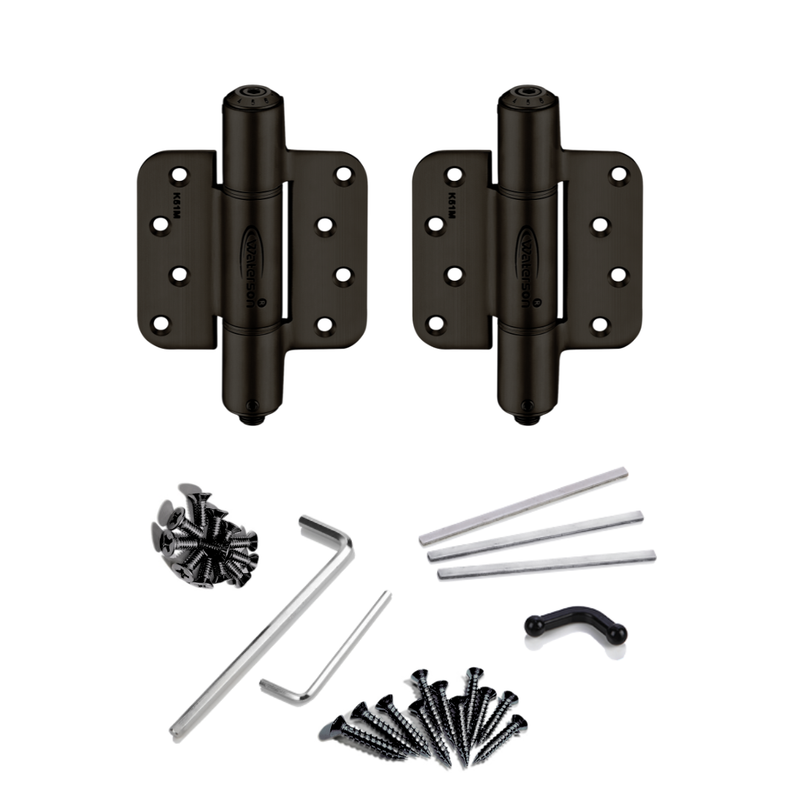 Waterson residential soft closing fire rated door hinge 5/8 radius flat black zigzag