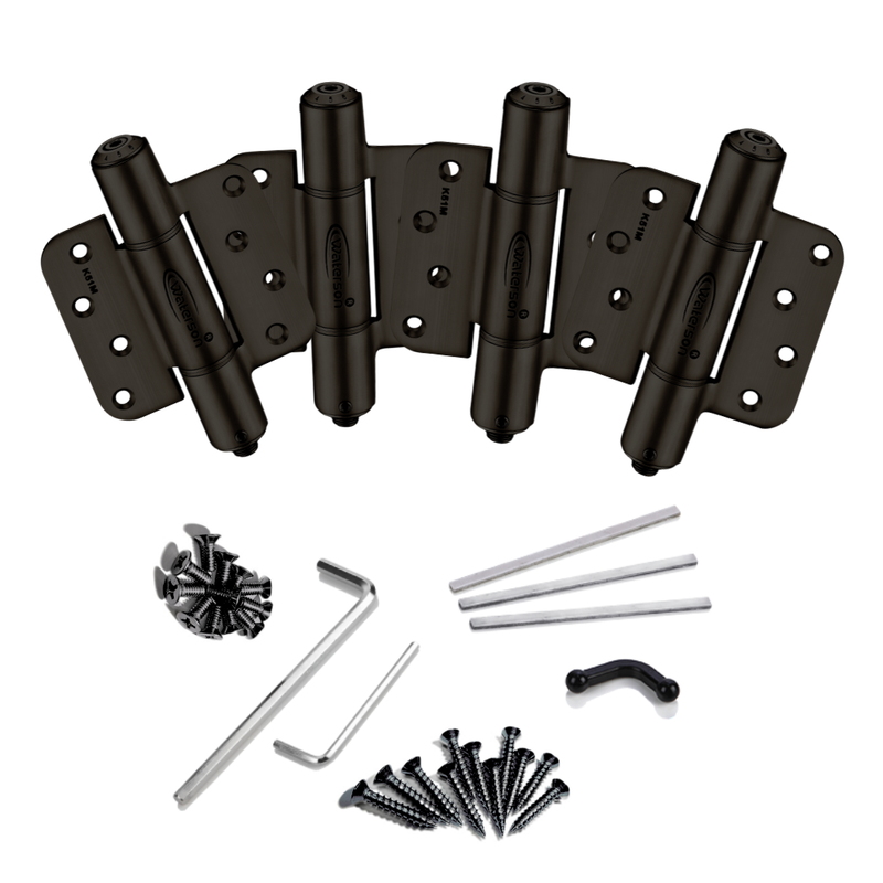 Waterson residential self closing hold open door hinge 5/8 radius flat black zigzag