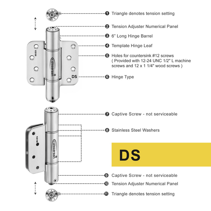 4pcs 5/8 Radius Corner Hinges | Mechanical | Fire Rated | 4x4 | 8ft | 330 lbs | 1 3/8” - 1 3/4” Thick | SS304 | Zigzag | K51M-400Z-A4-58R