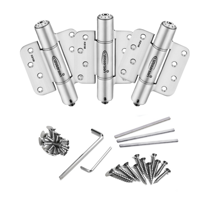 3pcs Hydraulic 4 Inch Spring Hinge 5/8 Radius | Hold Open | 4x4 | 7ft | 260 lbs | 1 3/8” - 1 3/4” Thick | SS304 | Zigzag | K51M-400Z-D3-58R