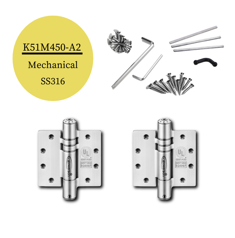2pcs Marine Hinges Stainless Steel | Self Closing | 4x4 | 6ft | 150 lbs | 1 3/4" Thick | SS316 | K51M-450-A2-316