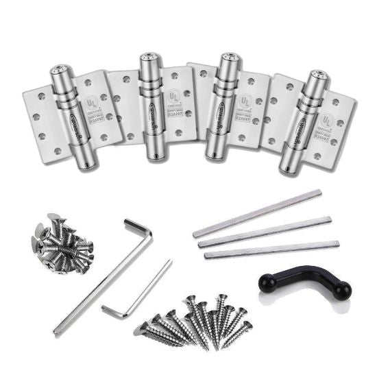 K51M-450-B4 | Hydraulic Hybrid Self Closing Hinge | 4.5” x 4.5” | 8ft | Fire-rated Stainless Steel | 4 Pack - Waterson Multi-function Closer Hinge