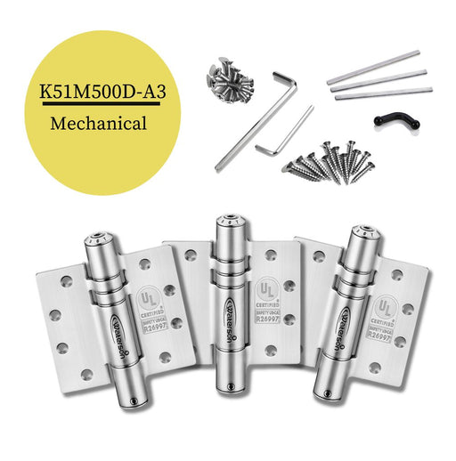 K51M-500D-A3 | Mechanical Adjustable Self Closing Hinge | 5” x 5” | Fire-rated Stainless Steel | 3 Pack - Waterson Multi-function Closer Hinge