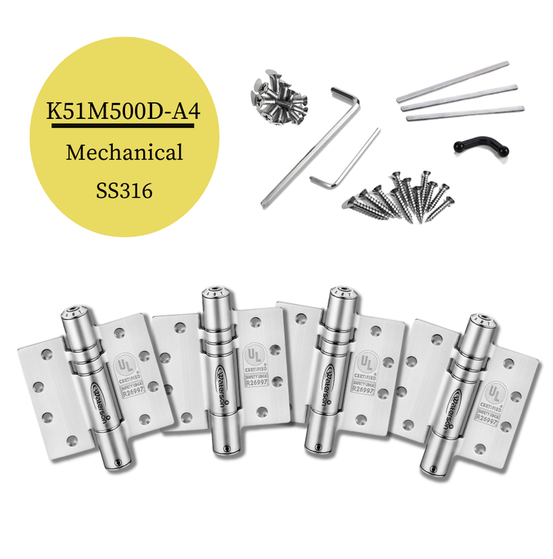 4pcs Marine Door Hinges Heavy Duty | Self Closing | 5x5 | 8ft | 330 lbs | 1 3/4" - 2 1/4" Thick | SS316 | K51M-500D-A4-316