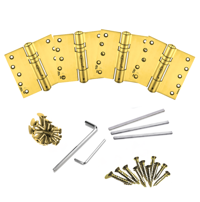 4pcs Antique Gold Hinges | Hydraulic | Fire Rated | 8ft | 330 lbs | 1 ¾” Thick | SS304 & 316 | K51M-B4-US4