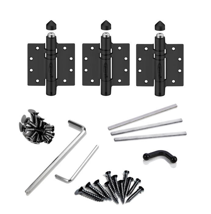 3pcs Round Metal Post Gate Hinges Hold Open | Self Closing | Soft Closing | 4.5x4.5 | 7ft | 260 lbs | 1.5” to 2” Thick | SS304 | K51MP-C3/D3