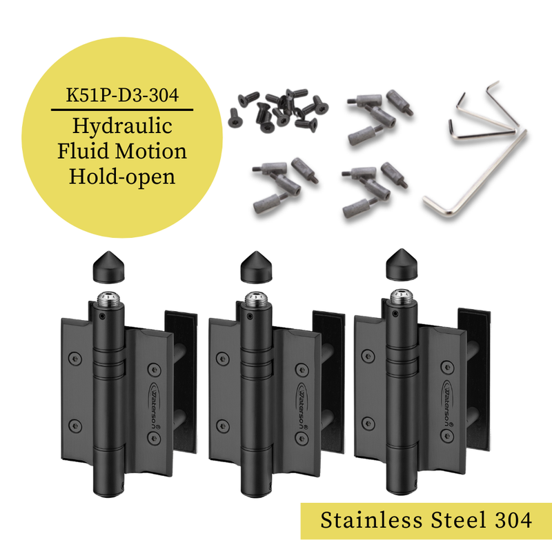 3pcs Hinges for Wood Fence Gates | Self Closing | Soft Closing | Weldable | 5x4 | 7ft | 260 lbs | 1-4” Thick | SS304 | K51P-A3/B3/C3/D3