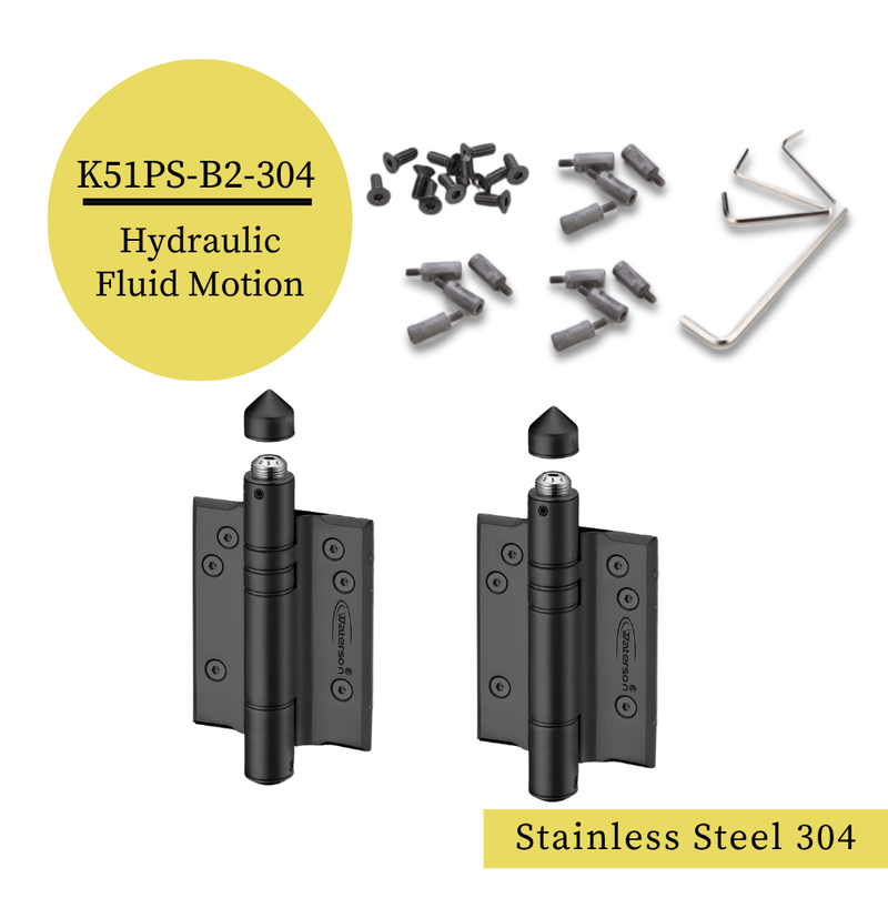 2pcs Heavy Duty Full Surface Gate Hinges | Hydraulic Soft Closing | Weldable | 6ft | 150 lbs | 1" to 4" Thick | SS304 | K51PS-B2
