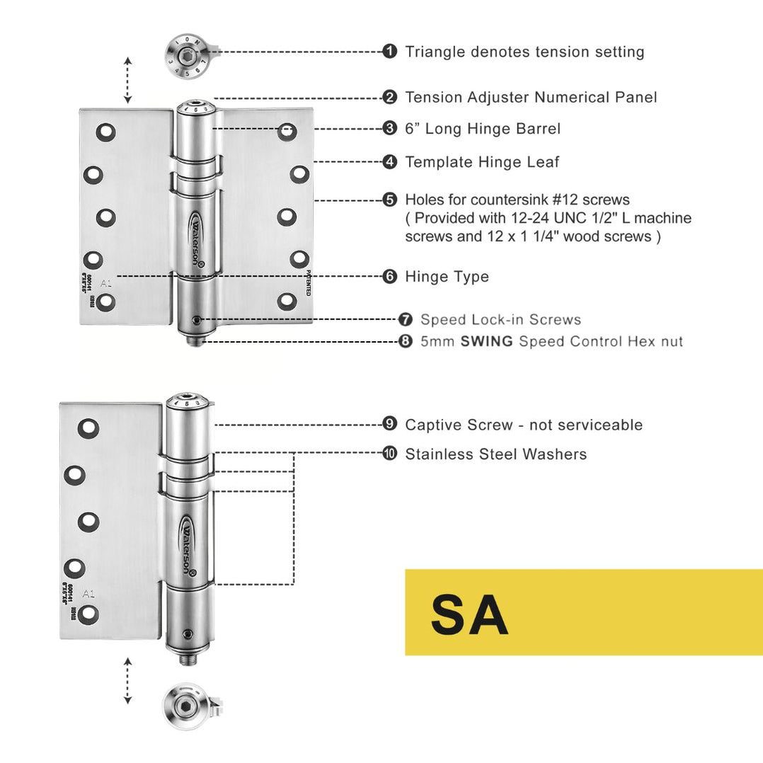 Soft Close Interior Door Hinges Hold Open 7ft Ss304 K51m 600 D — Waterson Multi Function 9789