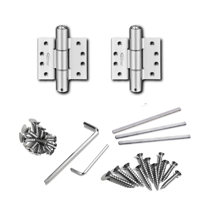 2pcs Aluminum Gate Hinges Self Closing | Hydraulic | 4.5x4.5 | 6ft | 150 lbs | 1 ¾” Thick | W41M-450-B2