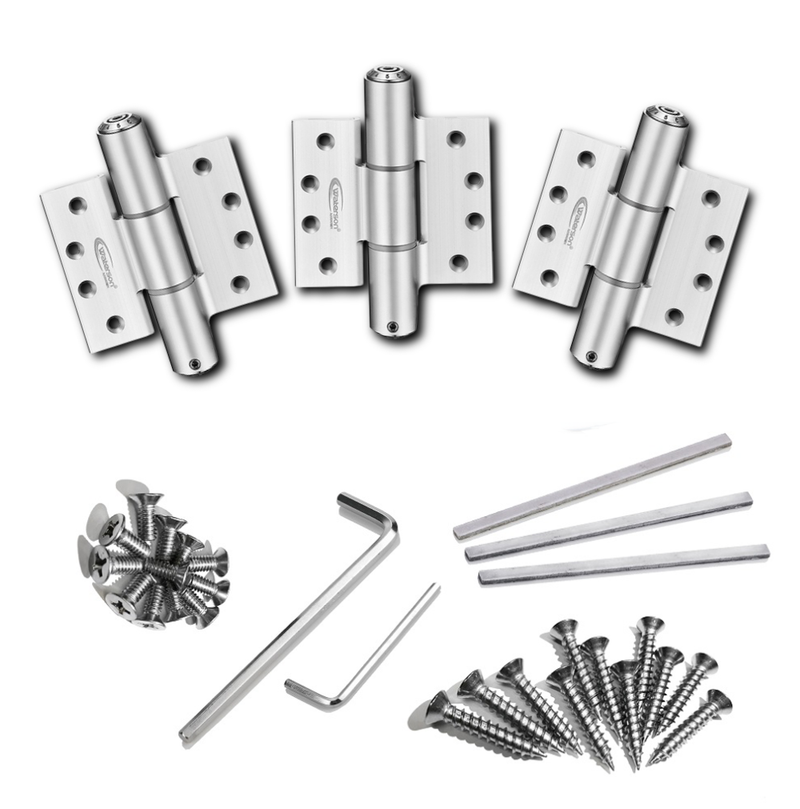 3pcs Self Closing Aluminum Door Hinges | Hydraulic | 4.5x4.5 | 7ft | 200 lbs | 1 ¾” Thick | W41M-450-B3