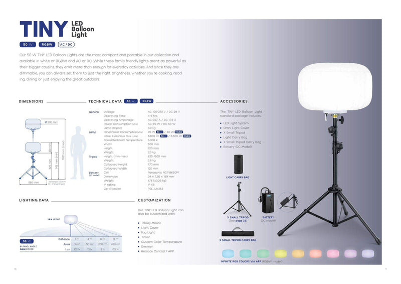 50W TINY LED Balloon Light Tower - Waterson Multi-function Closer Hinge