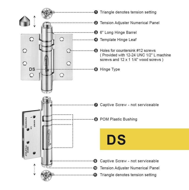 3pcs Round Metal Post to Wood Gate Hinges  | Self Closing | Soft Closing | 4.5x4.5 | 7ft | 260 lbs | 1.5” to 2” Thick | SS304 | K51MP-A3/B3
