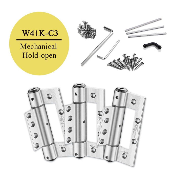 W41K-C3  | Mechanical Adjustable Interfold Self Closing Hinge | Residential Aluminum Hinge | 3 Packs
