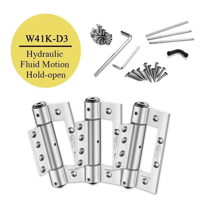 W41K-D3 | Hydraulic Hybrid Interfold Self Closing Hinge | Residential Aluminum hinge | 3 Packs - Waterson Multi-function Closer Hinge
