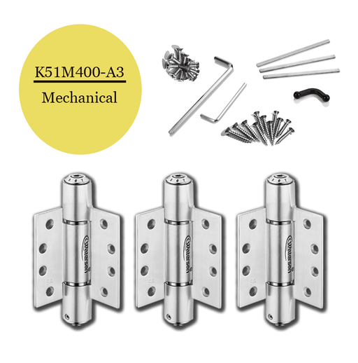 K51M-400-A3 | Mechanical Adjustable Self Closing Hinge | 4” x 4” | Heavy Duty Stainless Steel | 3 Pack - Waterson Multi-function Closer Hinge