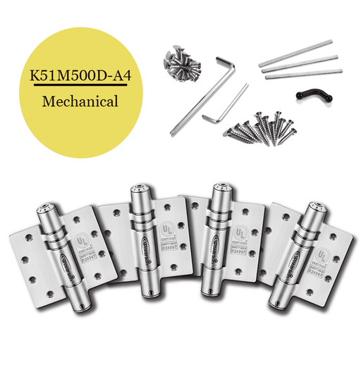 K51M-500D-A4 | Mechanical Adjustable Self Closing Hinge | 5” x 5” | 8ft | Fire-rated Stainless Steel | 4 Pack - Waterson Multi-function Closer Hinge