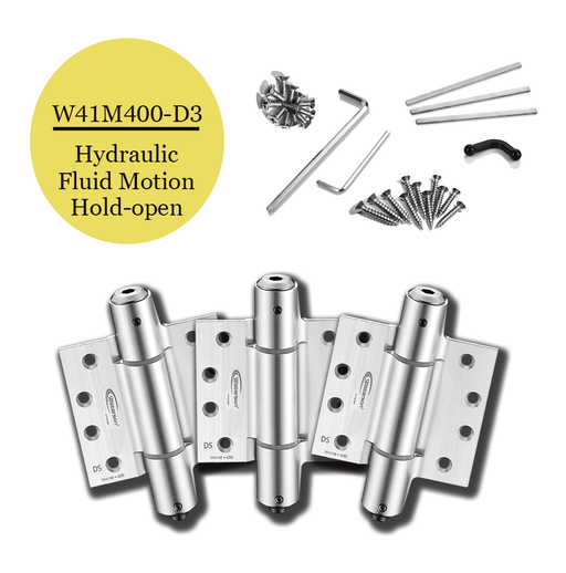 W41M-400-D3 | Hydraulic Hybrid Self Closing Hinge | 4 x 4 | Residential Aluminum Mortise hinge | 3 Pack - Waterson Multi-function Closer Hinge