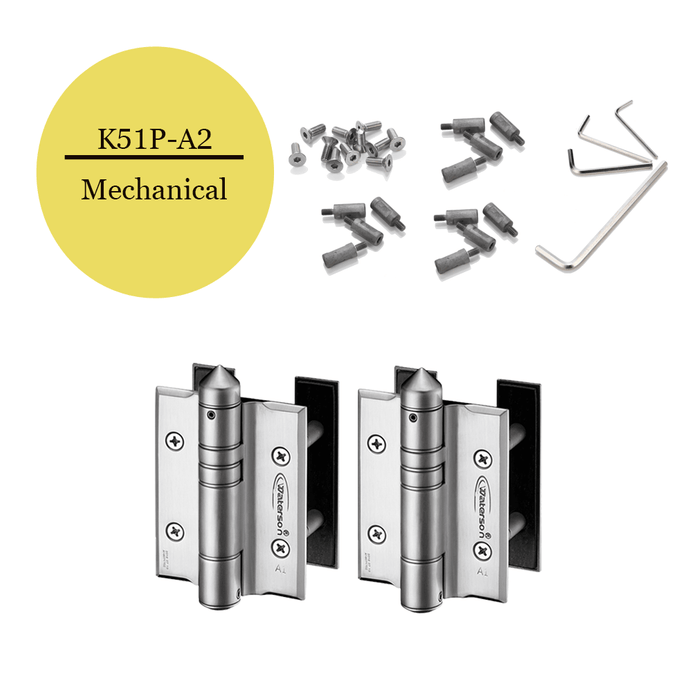 K51P-A2  | Mechanical Adjustable Gate Closer Hinges |Stainless Steel 304 - Full Surface | 2 Pack - selfclosing